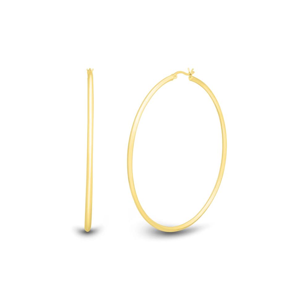 Round Hoop Earrings in Vermeil, 70MM – Image 1 of 4