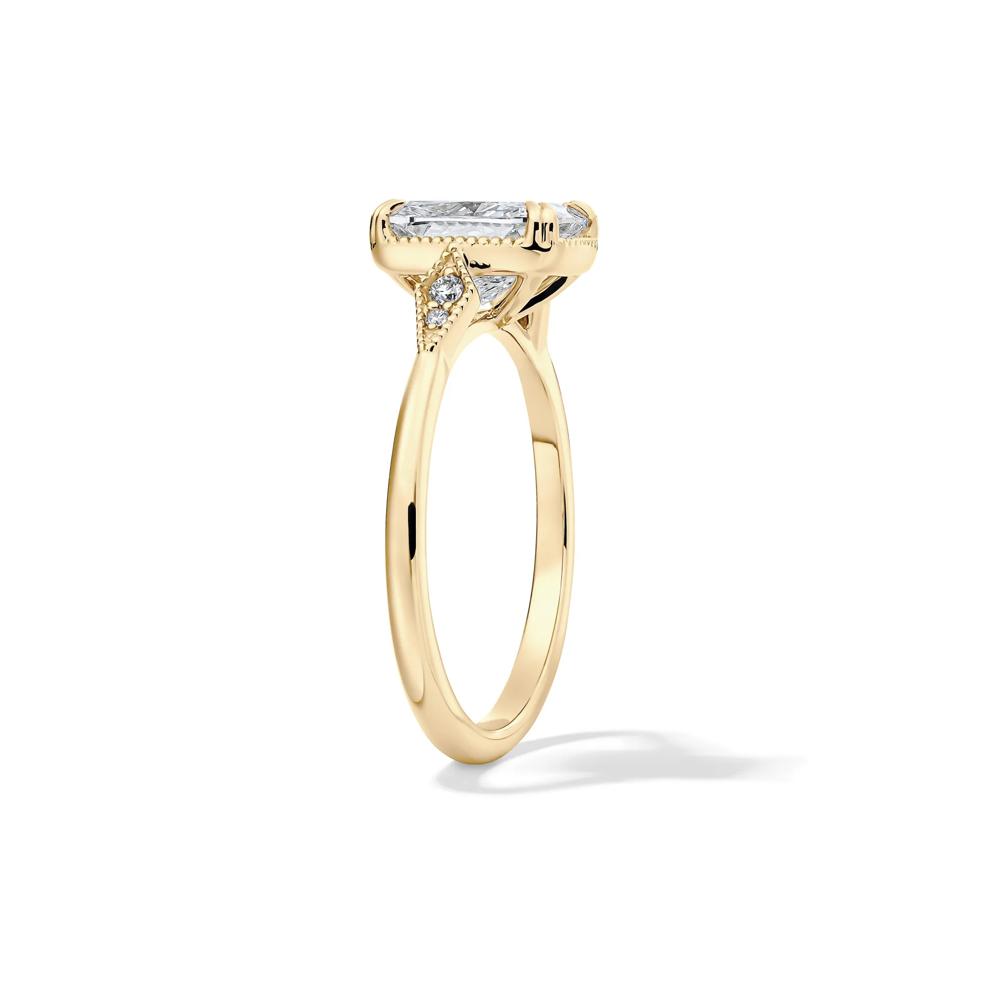Lab Grown Diamond Elongated Cushion-Cut Center Engagement Ring in 14K Yellow Gold (2 ct. tw.) – Image 3 of 4