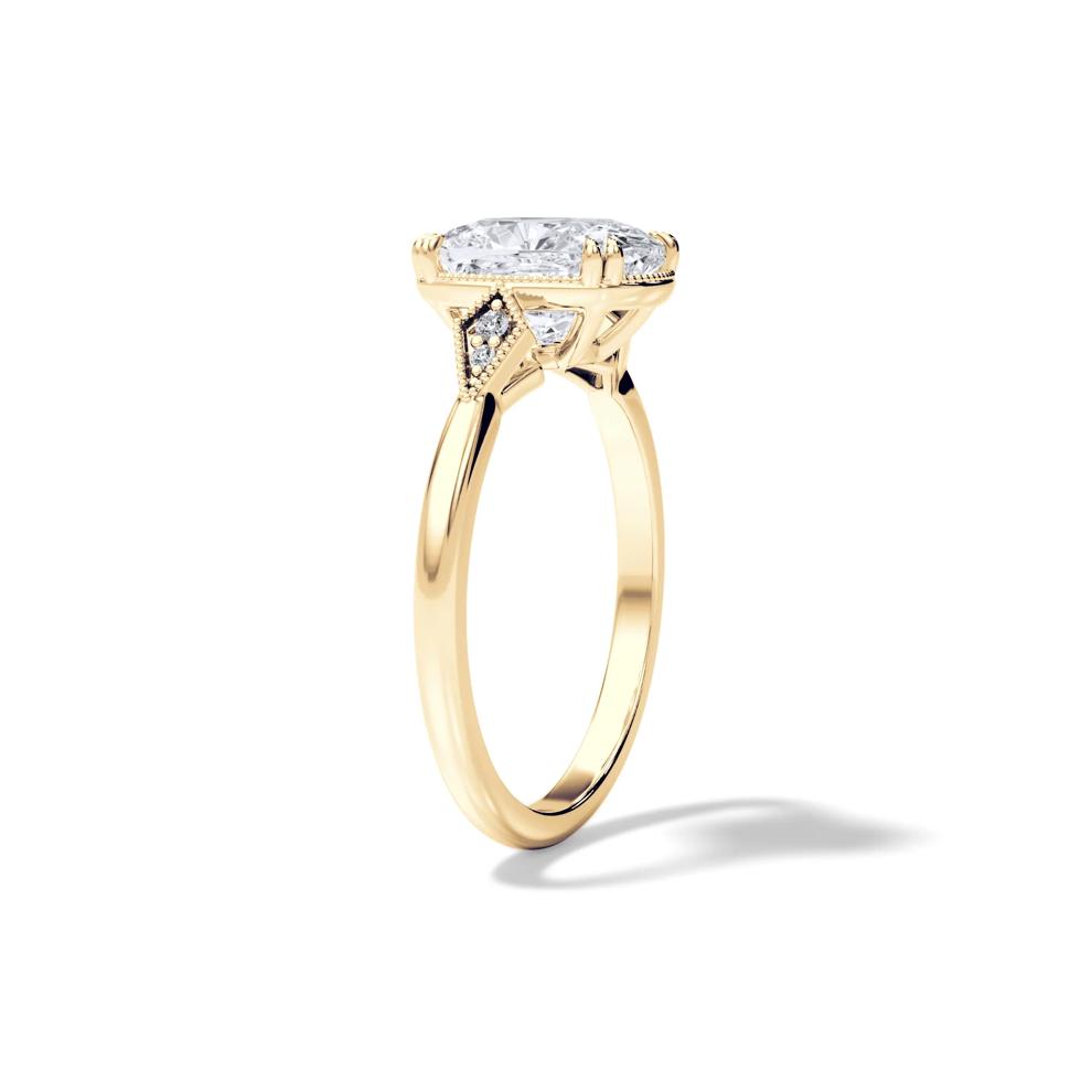 Lab Grown Diamond Elongated Cushion-Cut Center Engagement Ring in 14K Yellow Gold (2 ct. tw.) – Image 3 of 4