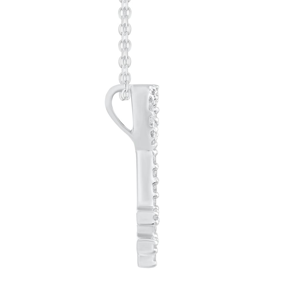 Diamond Heart Key Pendant Necklace in Sterling Silver (1/10 ct. tw.) – Image 2 of 3