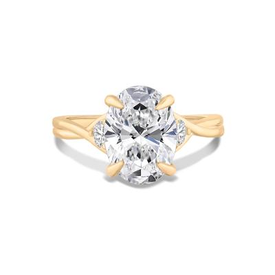 Lab Grown Diamond Oval Center Engagement Ring in 14K Yellow Gold (3 1/3 ct. tw.)