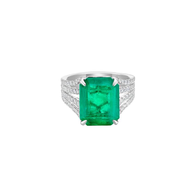 Emerald and Diamond Ring in 18K White Gold &#40;3/4 ct. tw.&#41; – Image 1 of 5