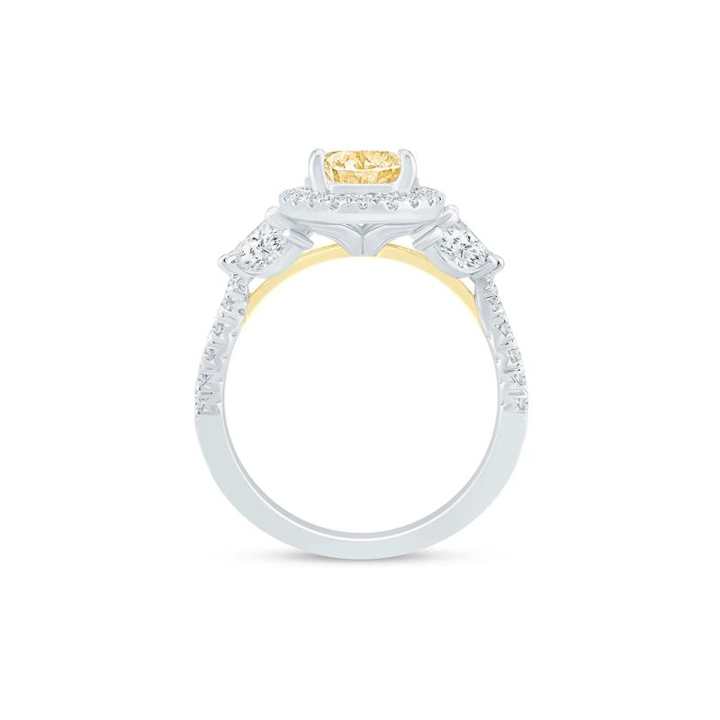 Bess Lab Grown Diamond Yellow Oval Halo Engagement Ring in 14K White &amp; Yellow Gold &#40;3 ct. tw.&#41; – Image 2 of 3