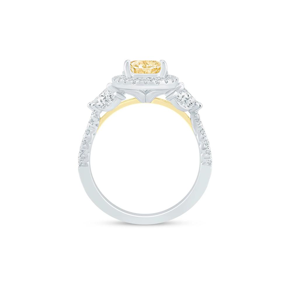 Bess Lab Grown Diamond Yellow Oval Halo Engagement Ring in 14K White &amp; Yellow Gold (3 ct. tw.) – Image 2 of 3