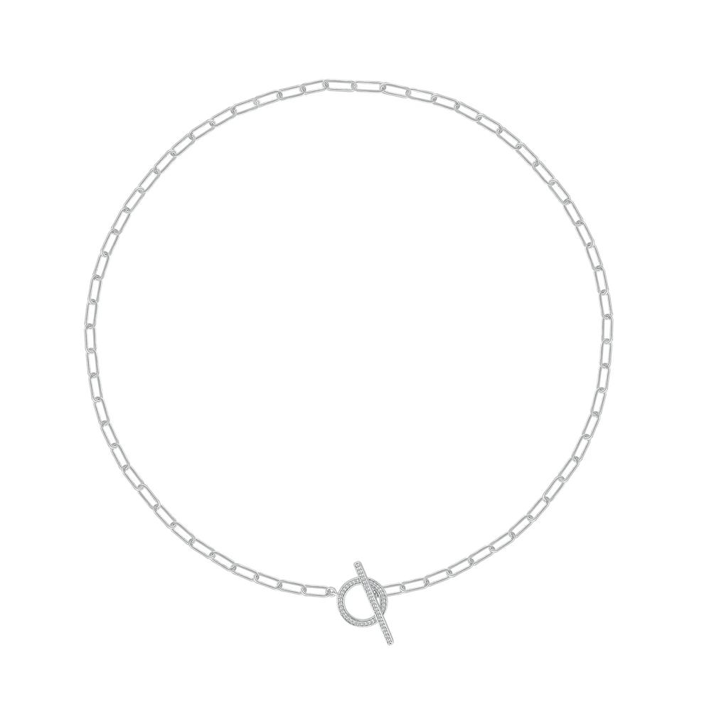 Diamond Toggle Paperclip Chain Necklace in Sterling Silver (1/7 ct. tw.) – Image 1 of 1