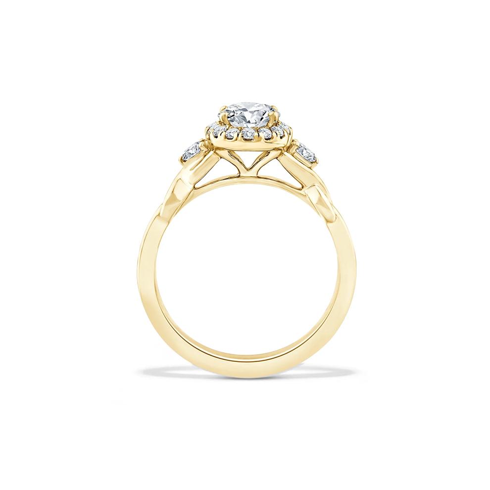 Lab Grown Diamond Oval Halo Engagement Ring in 10K Yellow Gold (1 1/3 ct. tw.) – Image 2 of 4