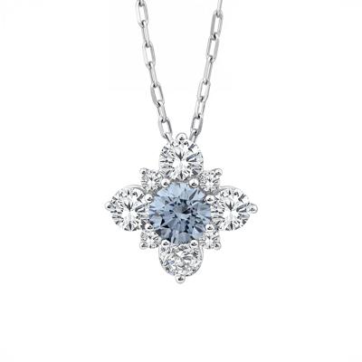 Lab Grown Diamond Blue Cluster Pendant in 10K White Gold (7/8 ct. tw.)