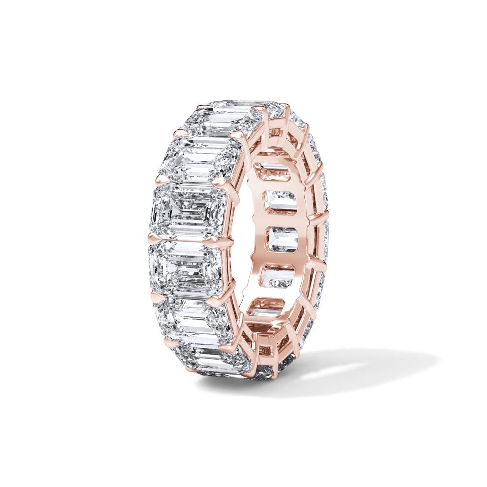 Lab Grown Diamond Emerald-Cut Eternity Band in 18K Rose Gold (15 ct. tw.) – Image 3 of 4