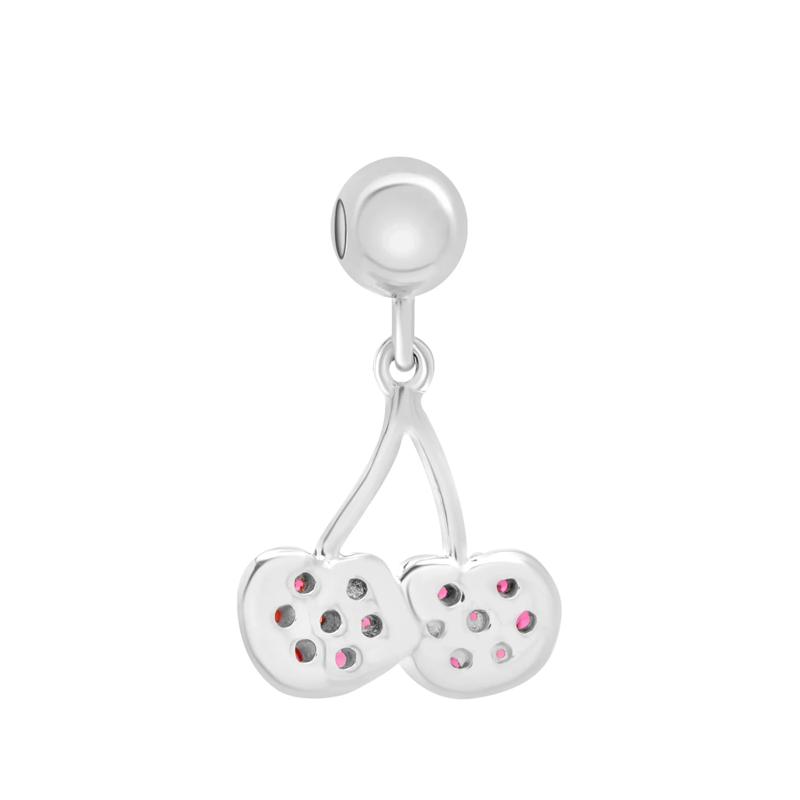 Lab-Created Ruby Cherry Bead Charm in Sterling Silver – Image 3 of 3