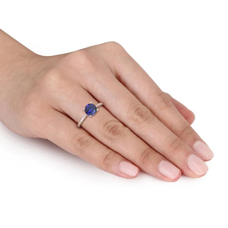 Lab-Created Blue Sapphire Ring in Sterling Silver – Image 6 of 7