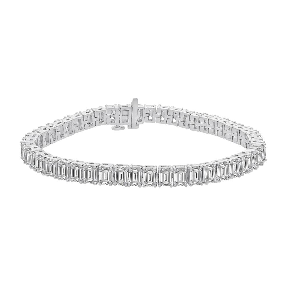 Lab Grown Diamond Emerald-Cut Tennis Bracelet in 14K White Gold (15 ct. tw.) – Image 1 of 2