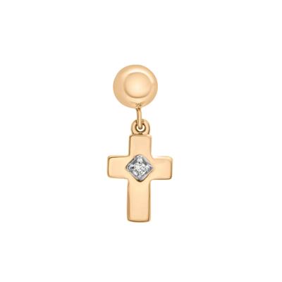 Diamond Accent Cross Bead Charm in Vermeil