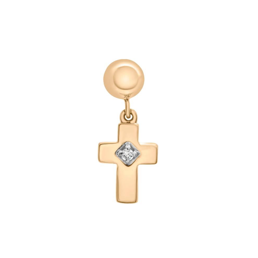 Diamond Accent Cross Bead Charm in Vermeil – Image 1 of 3