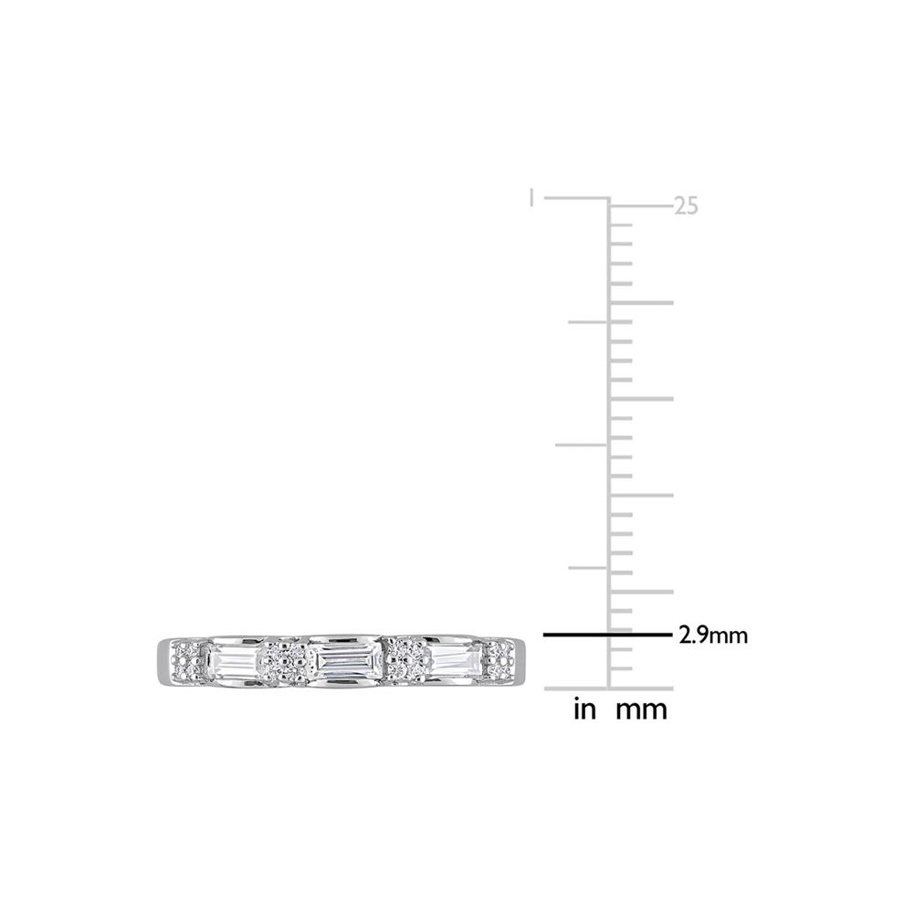 Three-Stone Moissanite Stacking Ring in Sterling Silver (2/5 ct. dew) – Image 4 of 5