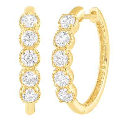 Diamond Five-Stone Bezel Hoop Earrings in 10K Yellow Gold (1 ct. tw.)