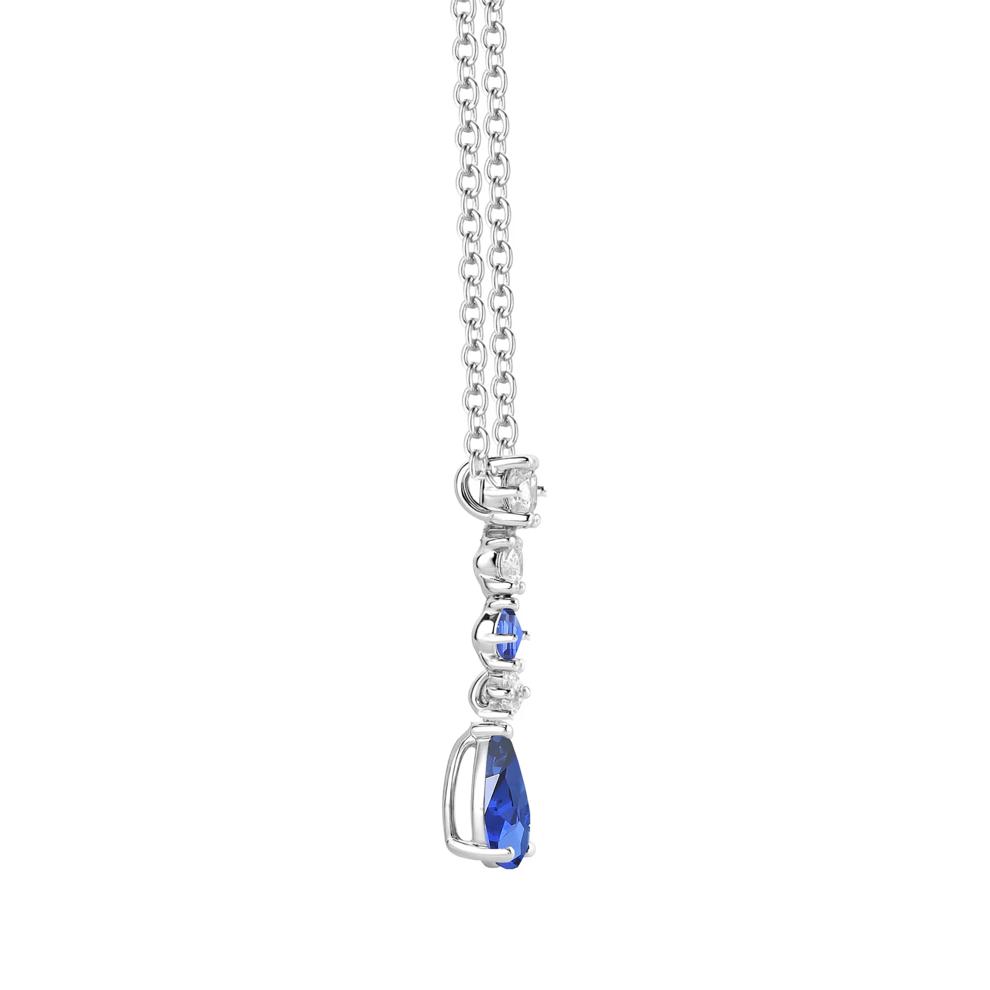 Lab-Created Blue Sapphire &amp; Lab-Created White Sapphire Drop Pendant in Sterling Silver – Image 2 of 3
