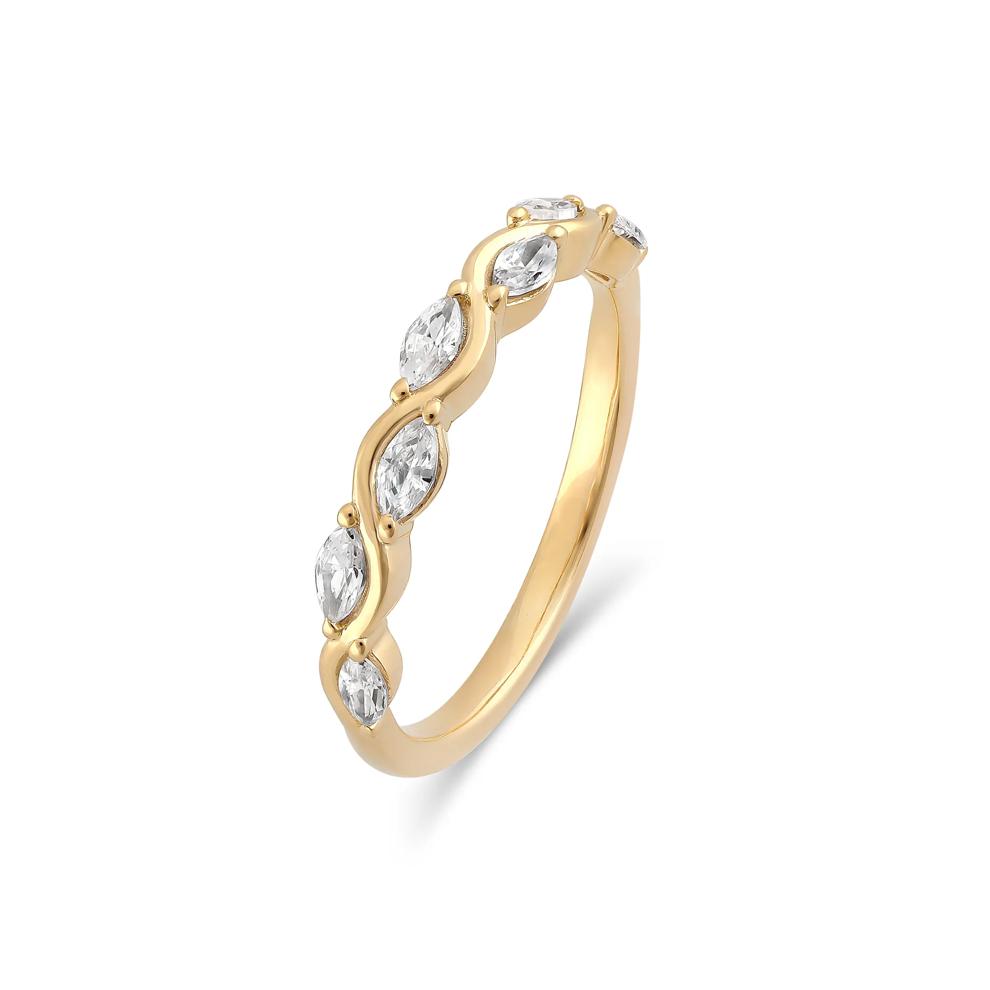 Lab Grown Diamond Marquise Wave Band in 14K Yellow Gold (3/8 ct. tw.) – Image 4 of 4