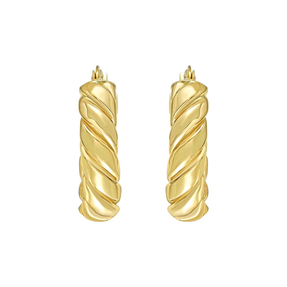 Oval Twisted Hoop Earrings in 14K Yellow Gold – Image 3 of 4