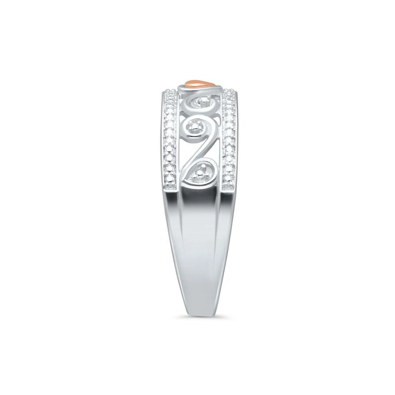 Diamond Accent Scroll Band in Sterling Silver and 14K Rose Gold – Image 3 of 3