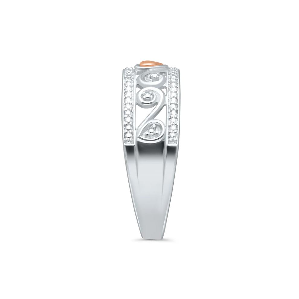 Diamond Accent Scroll Band in Sterling Silver and 14K Rose Gold – Image 3 of 3
