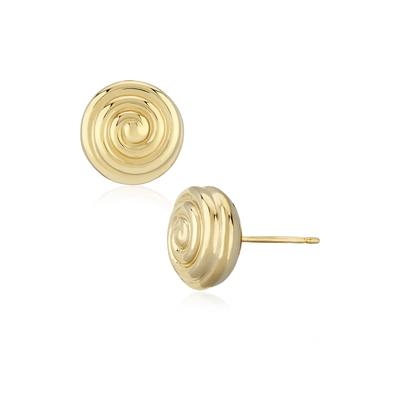 Swirl Round Stud Earrings in 14K Yellow Gold, 10mm