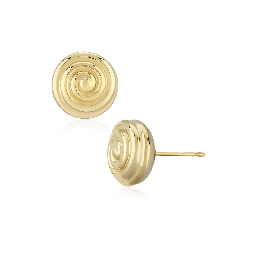 Swirl Round Stud Earrings in 14K Yellow Gold, 10mm – Image 1 of 2