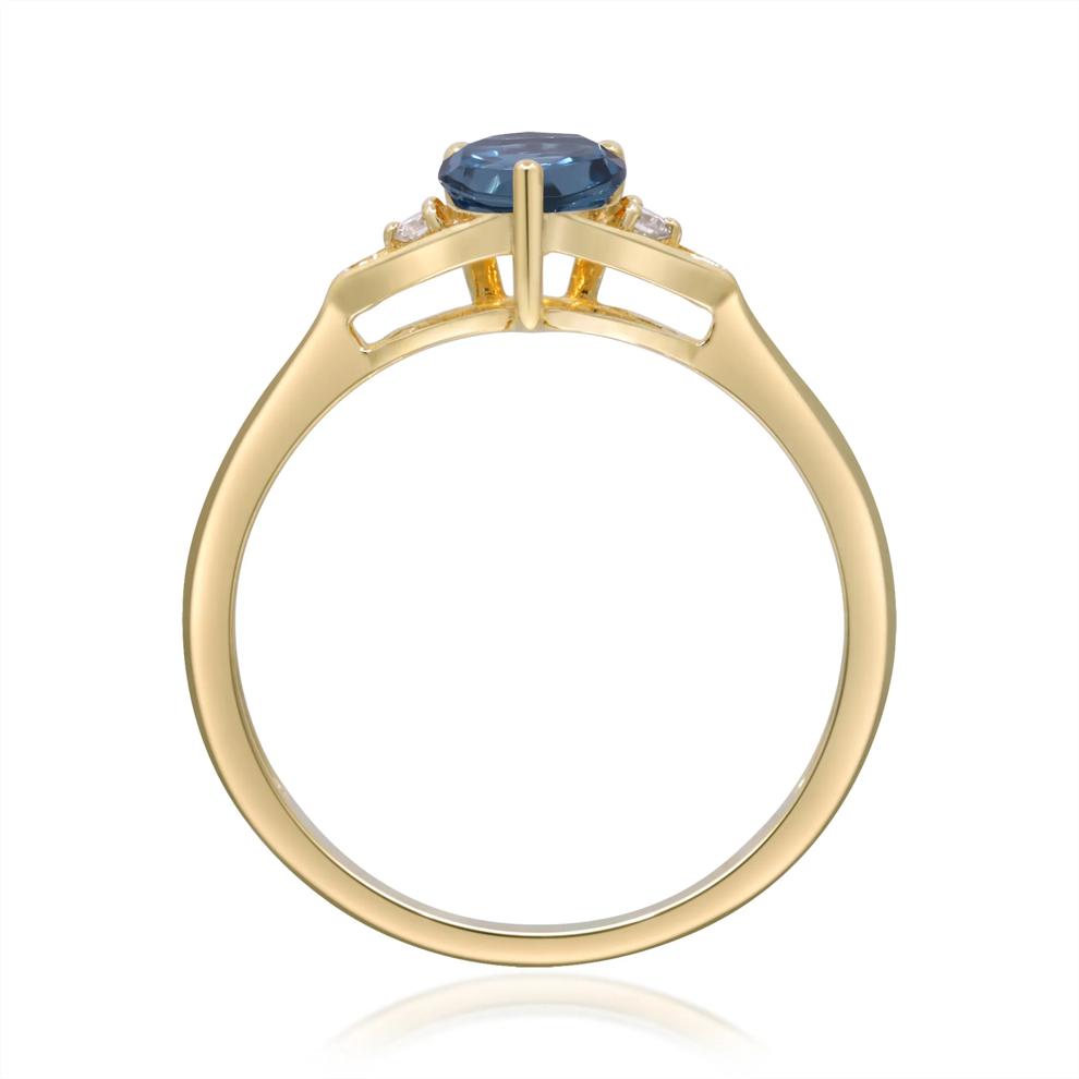 London Blue Topaz &amp; Diamond Accent Ring in 10K Yellow Gold – Image 3 of 5