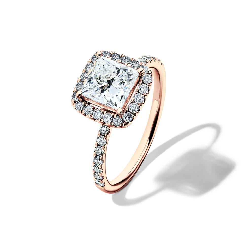 Lab Grown Diamond Princess-Cut Halo Engagement Ring in 14K Rose Gold (2 ct. tw.) – Image 4 of 4