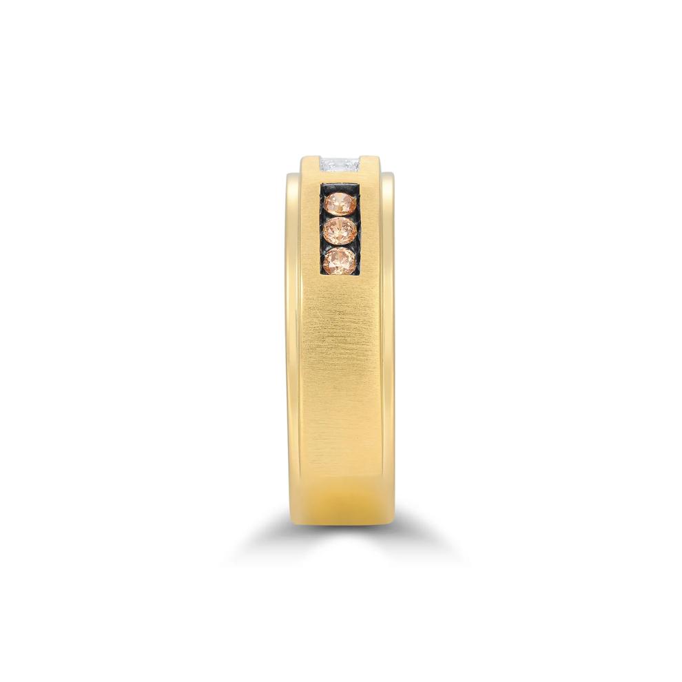 Men's Champagne and White Diamond Ring in 10K Yellow Gold (3/8 ct. tw.) – Image 3 of 4