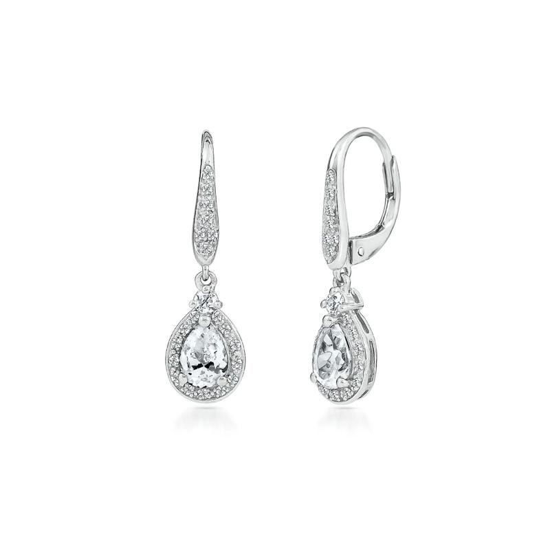 Lab Created White Sapphire Dangle Earrings in Sterling Silver – Image 1 of 1