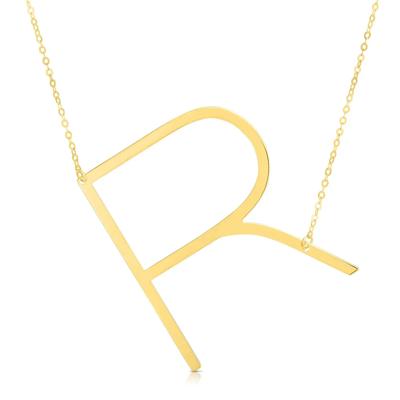 "R" Initial Necklaces in 14K Yellow Gold