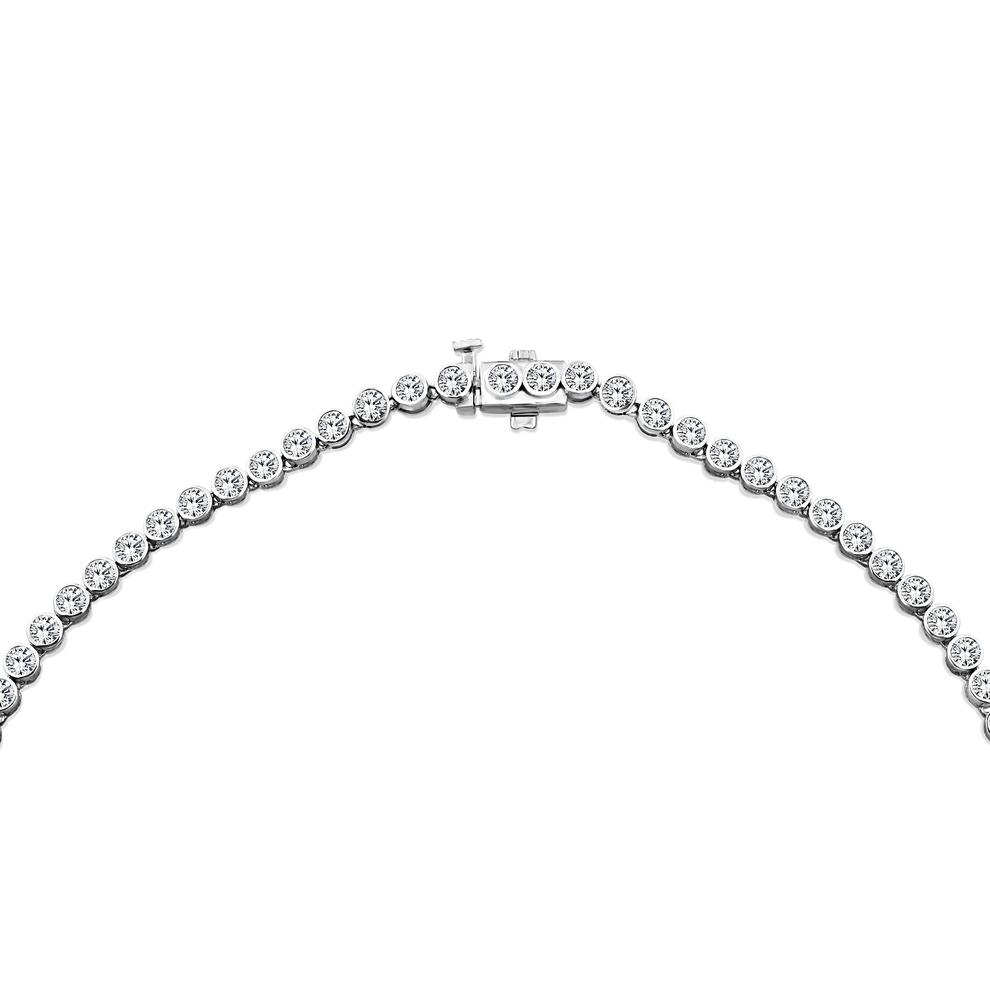 Lab Grown Diamond Bezel-Set Tennis Necklace in 10K White Gold (10 ct. tw.) – Image 4 of 4