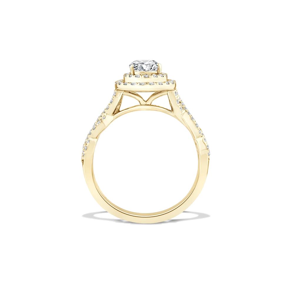 Lab Grown Diamond Pear-Shaped Halo Engagement Ring in 10K Yellow Gold (1 1/5 ct. tw.) – Image 2 of 4