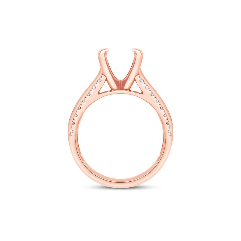 1 ct. tw. Round and Baguette-Cut Diamond Semi-Mount Engagement Ring in 14k Rose Gold &#40;Setting Only&#41; – Image 3 of 6