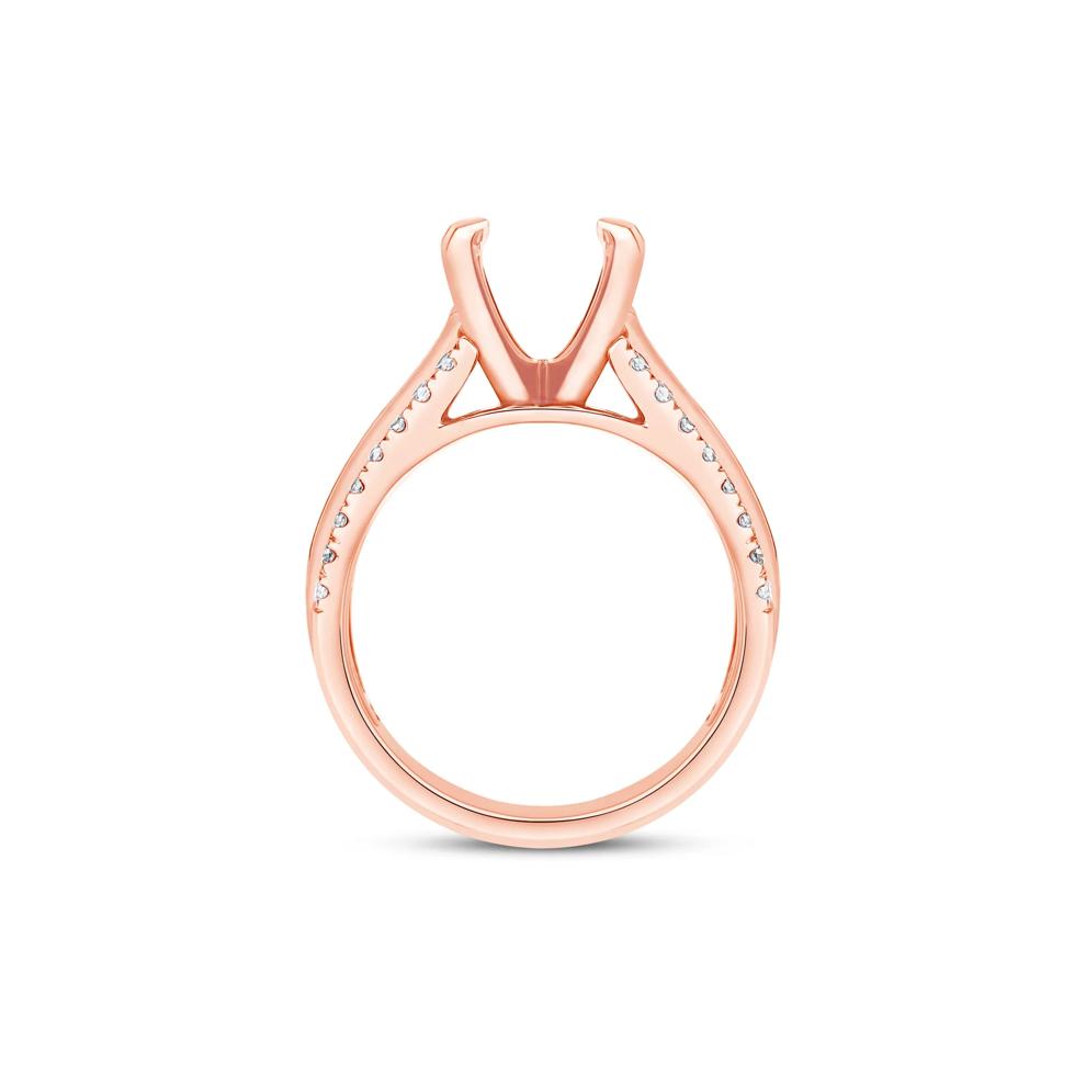 1 ct. tw. Round and Baguette-Cut Diamond Semi-Mount Engagement Ring in 14k Rose Gold (Setting Only) – Image 3 of 6