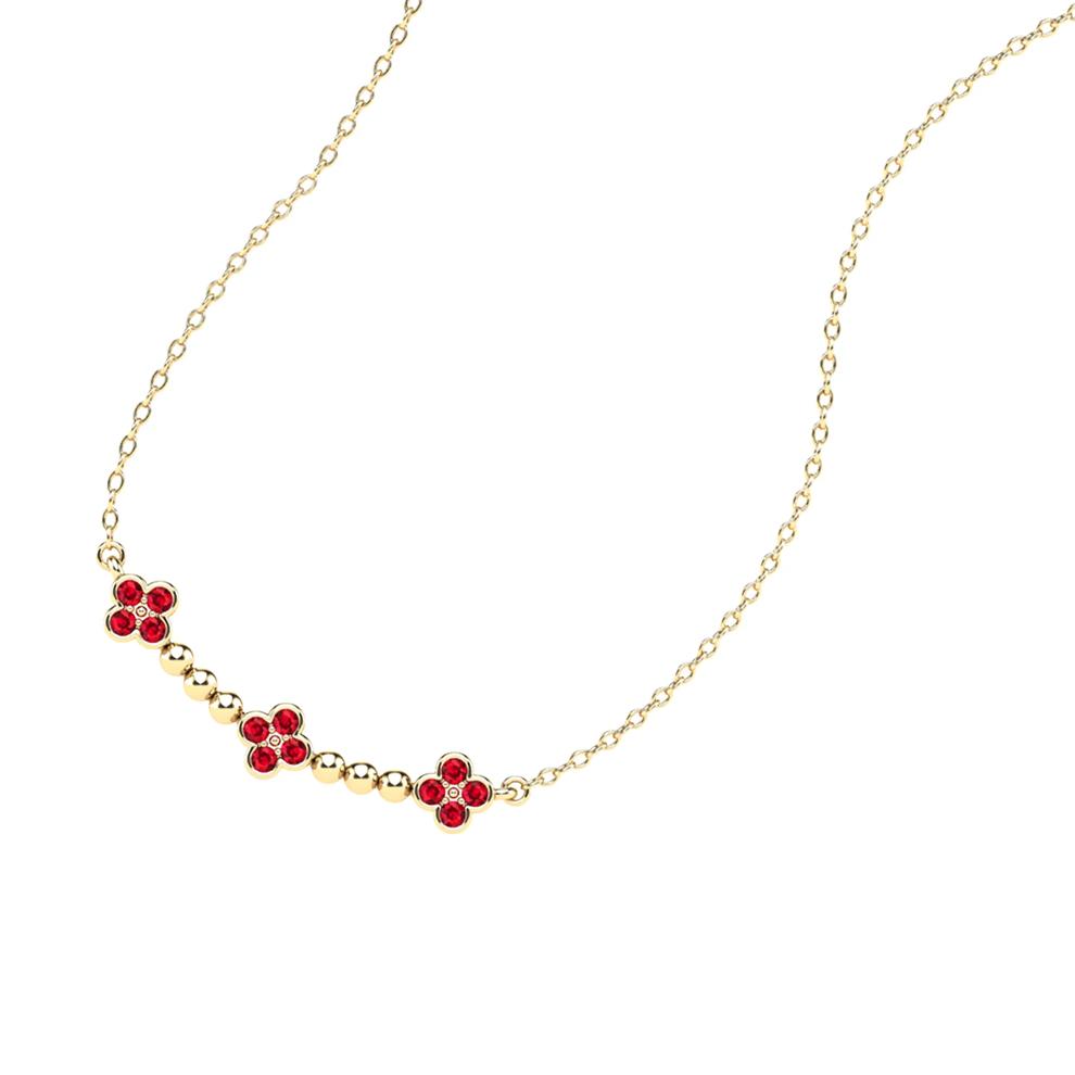 Ruby Clover Bar Necklace in 10K Yellow Gold – Image 4 of 4