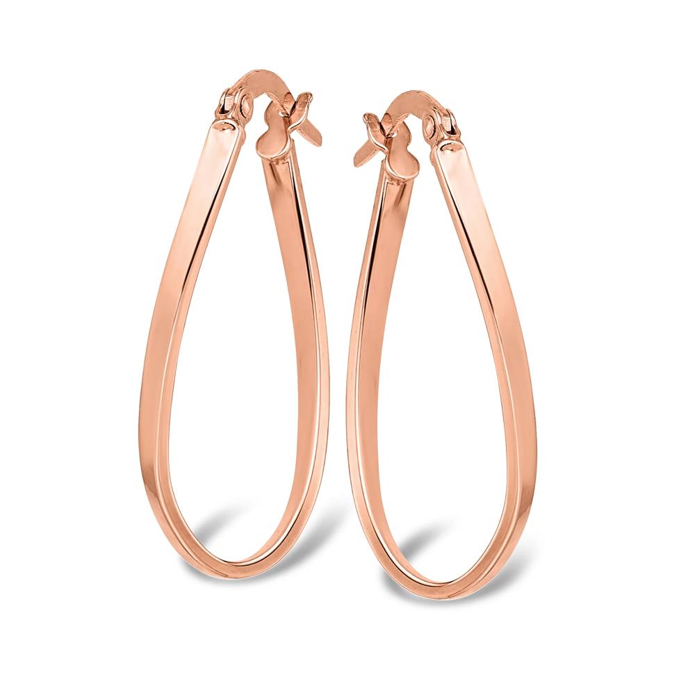 Twisted Hoop Earrings in 10K Rose Gold, 26x12mm – Image 1 of 3