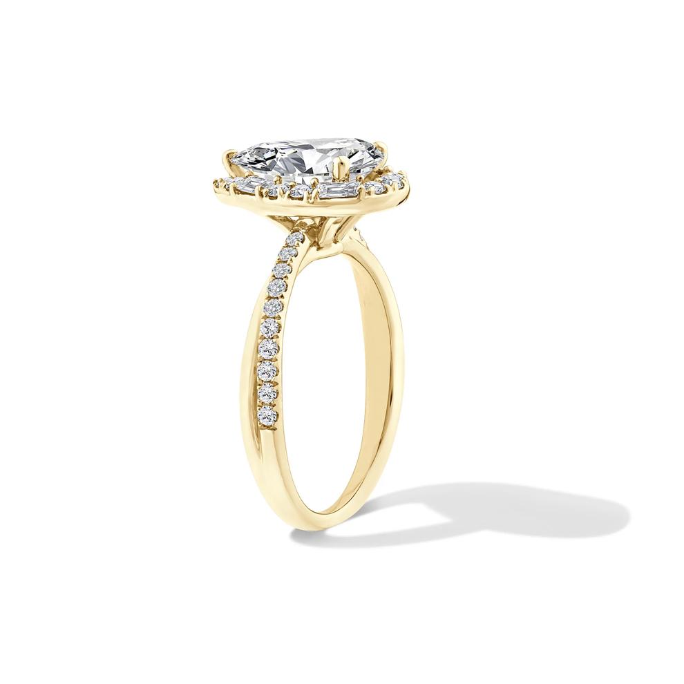 Lab Grown Diamond Pear-Shaped Halo Engagement Ring in 14K Yellow Gold (2 1/2 ct. tw.) – Image 3 of 4
