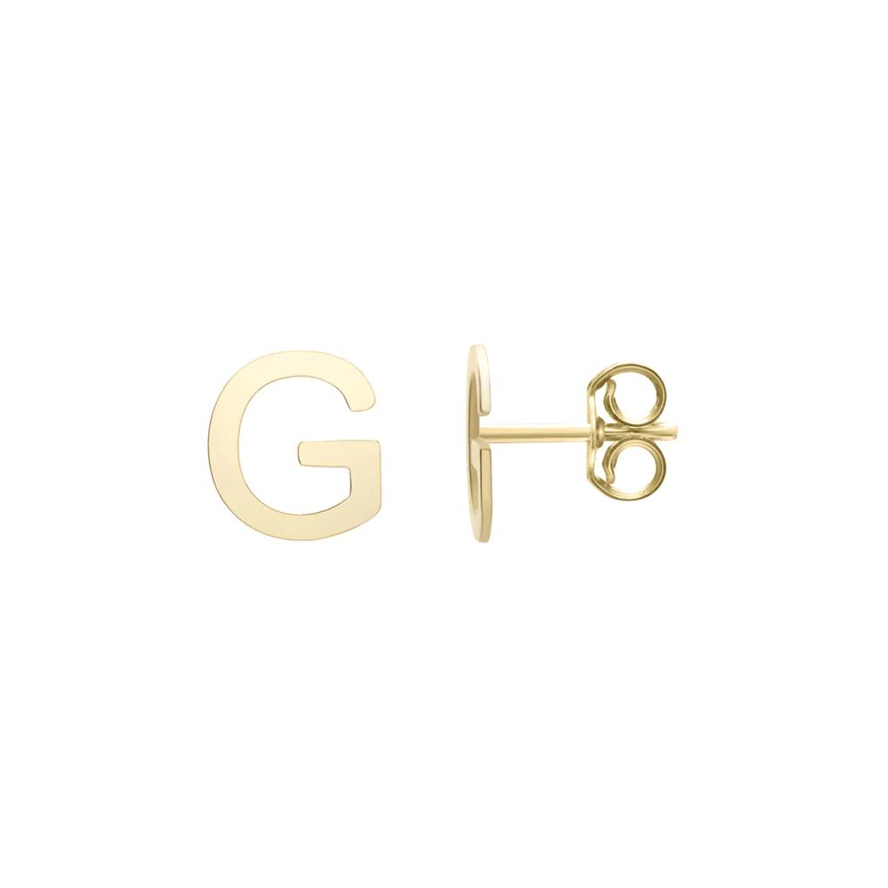 Initial Stud Earrings Letter &ldquo;G&rdquo; in 14K Yellow Gold – Image 1 of 1