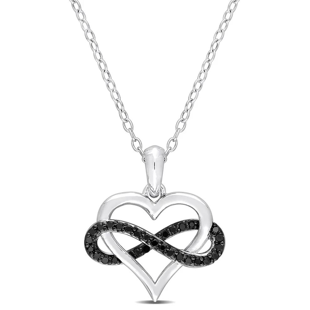Black Diamond Infinity Heart Pendant in Sterling Silver (1/7 ct. tw.) – Image 1 of 3
