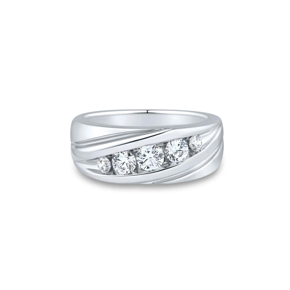Men's Lab Grown Diamond Five-Stone Band in 10K White Gold (1 ct. tw.) – Image 1 of 3