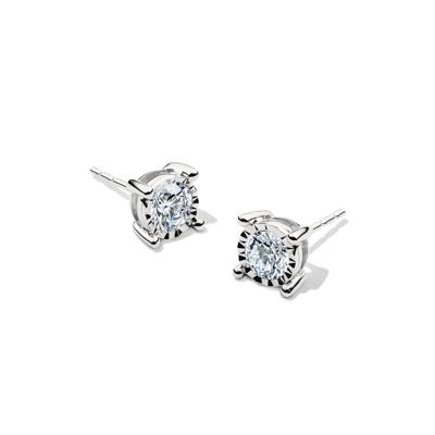 Lab Grown Diamond Round Illusion Stud Earrings in 10K White Gold (3/4 ct. tw.)