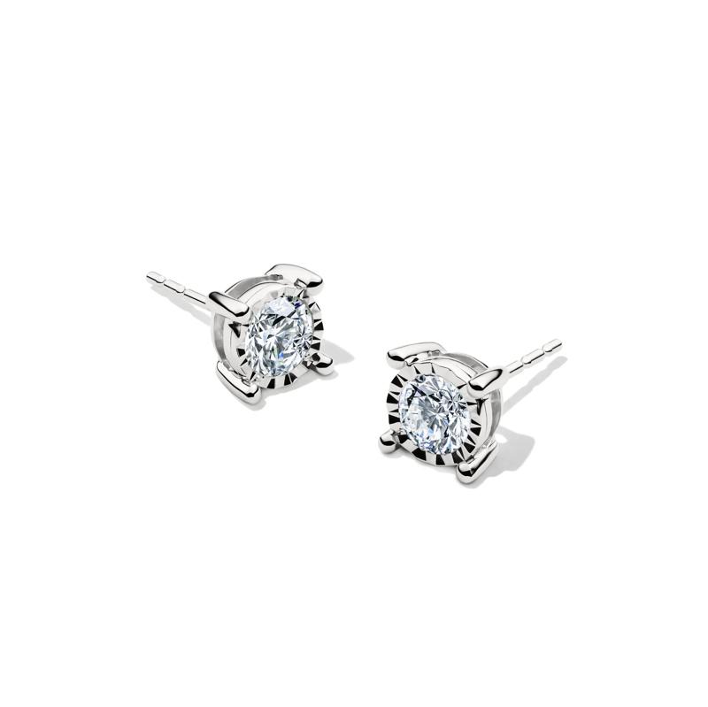 Lab Grown Diamond Round Illusion Stud Earrings in 10K White Gold &#40;3/4 ct. tw.&#41; – Image 1 of 2