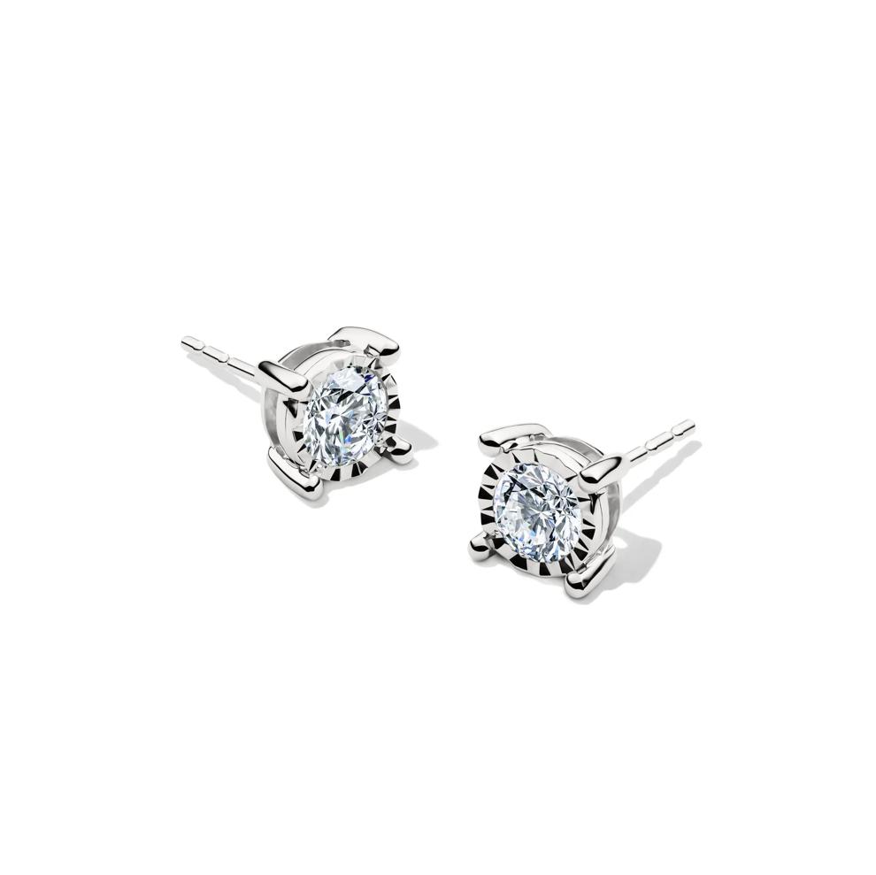 Lab Grown Diamond Round Illusion Stud Earrings in 10K White Gold (3/4 ct. tw.) – Image 1 of 2