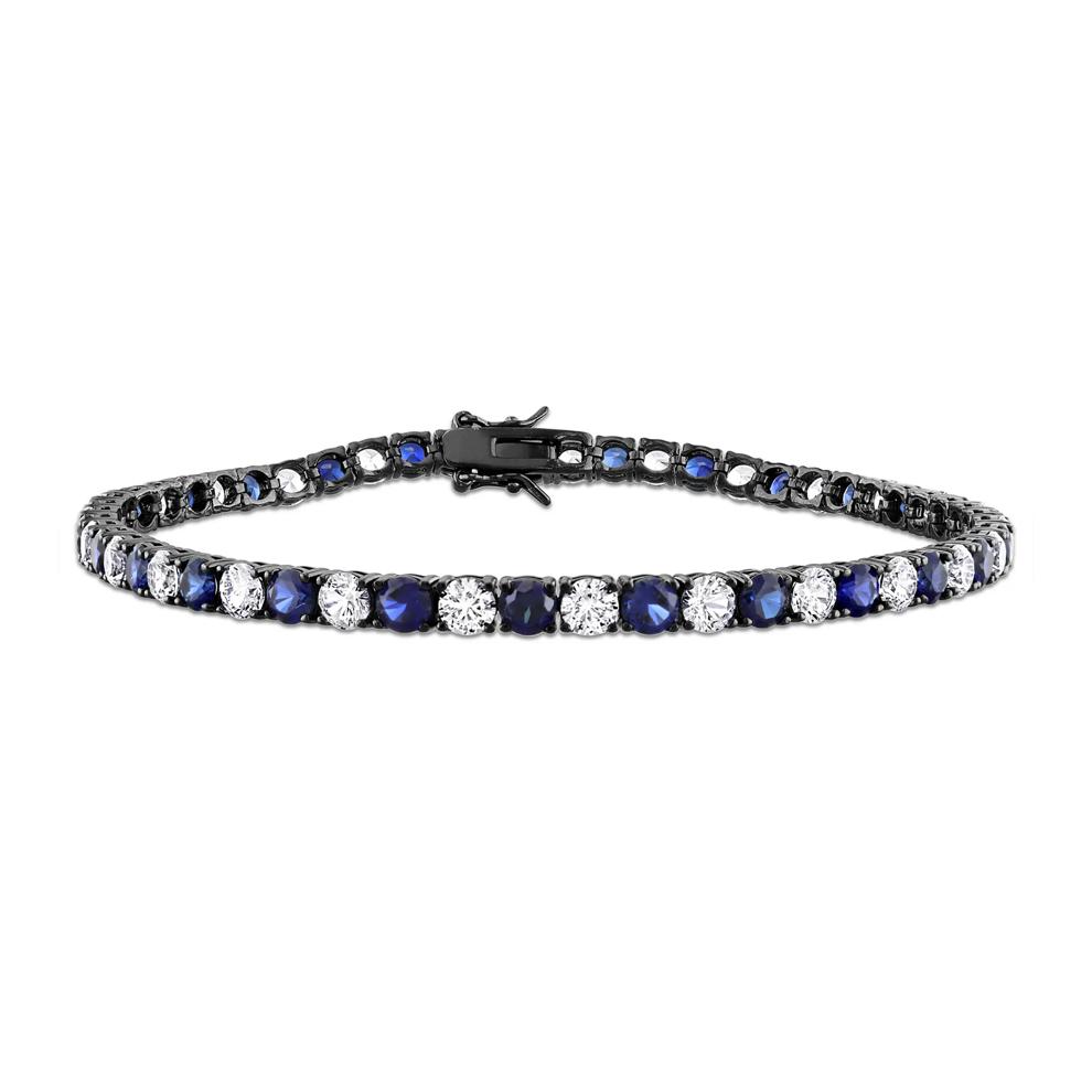 Lab-Created White Sapphire &amp; Black Sapphire Tennis Bracelet in Sterling Silver &amp; Black Rhodium – Image 1 of 1