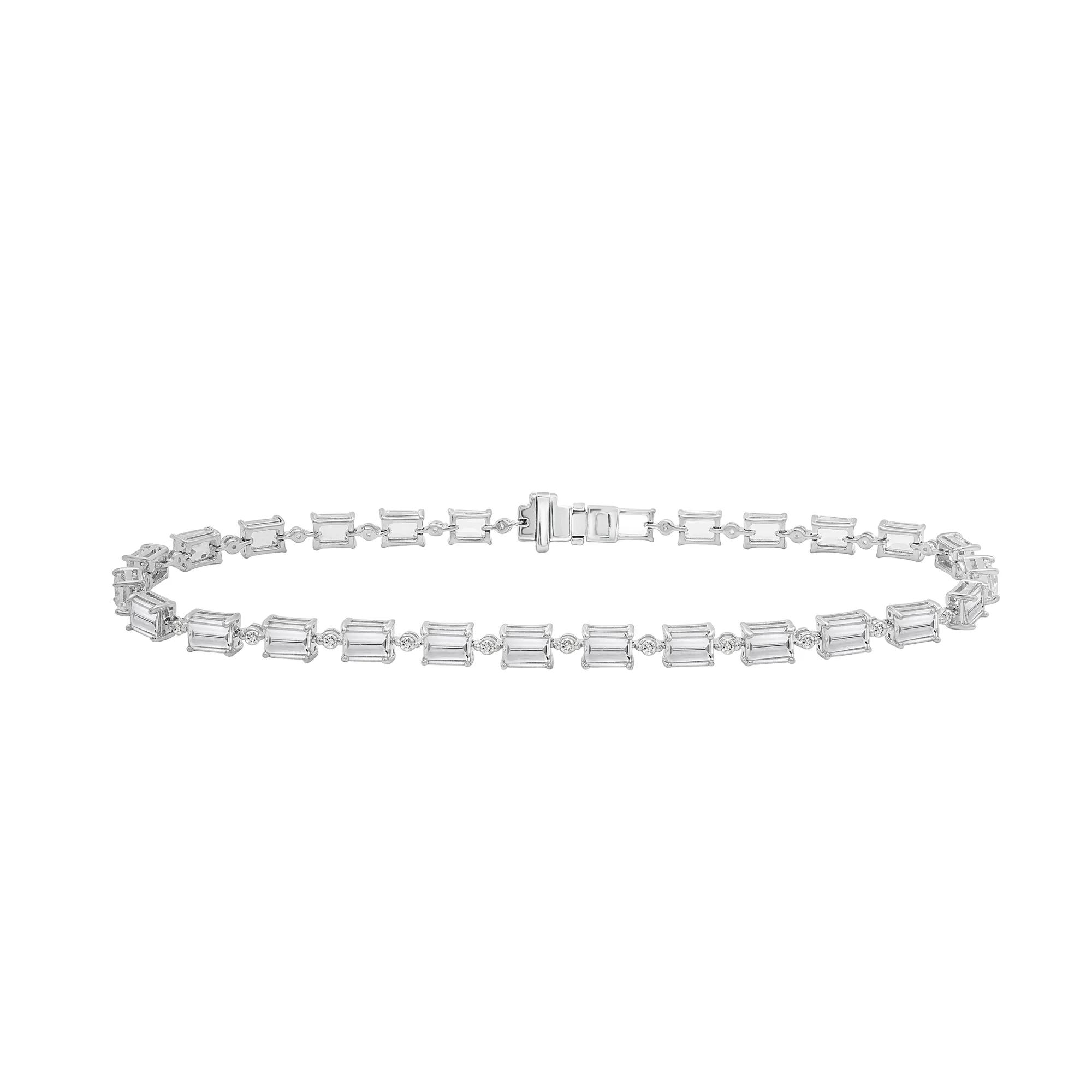 Lab-Created White Sapphire Tennis Bracelet in Sterling Silver, 7