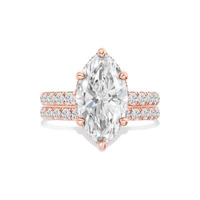 Lab Grown Diamond Marquise Center Bridal Set in 14K Rose Gold (5 ct. tw.)