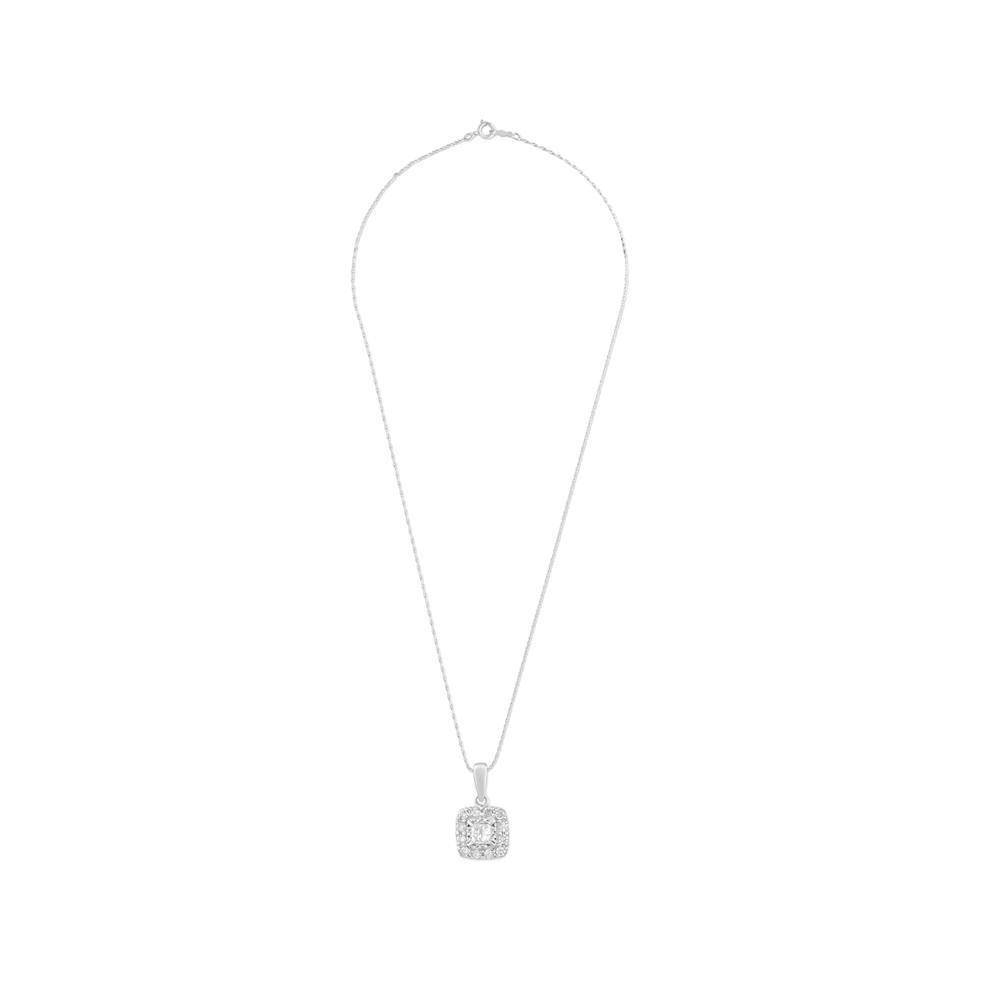 Diamond Princess-Cut Halo Pendant Necklace in 10K White Gold (1/2 ct. tw.) – Image 3 of 4