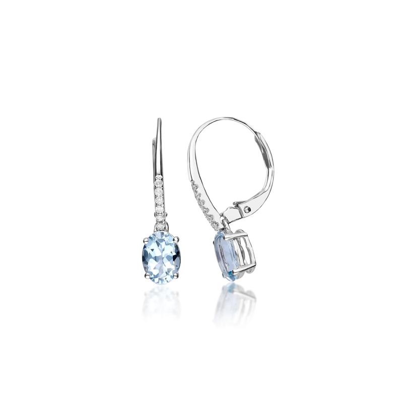 Aquamarine and Diamond Accent Drop Earrings in 10K White Gold – Image 3 of 3