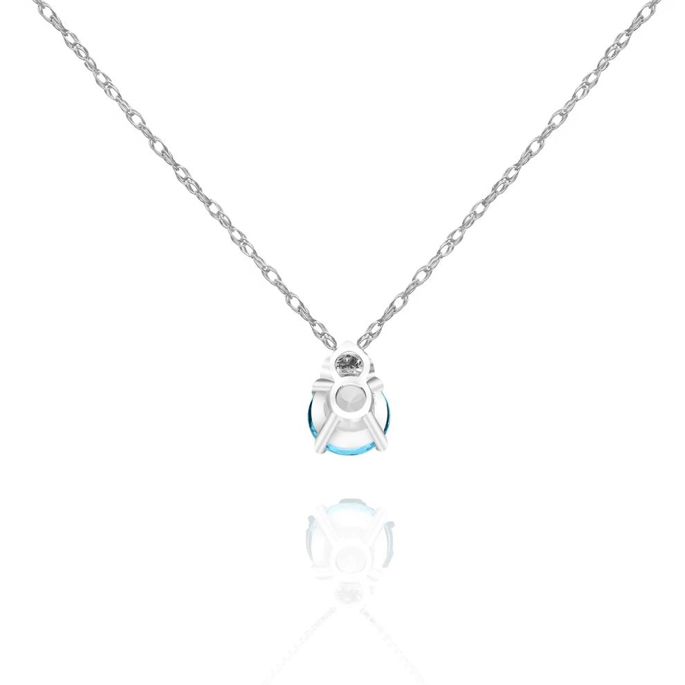 Aquamarine &amp; Diamond Accent Pendant Necklace in 10K White Gold – Image 3 of 3